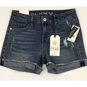 New Vanilla Star mid Rise Midi Denim jean Shorts